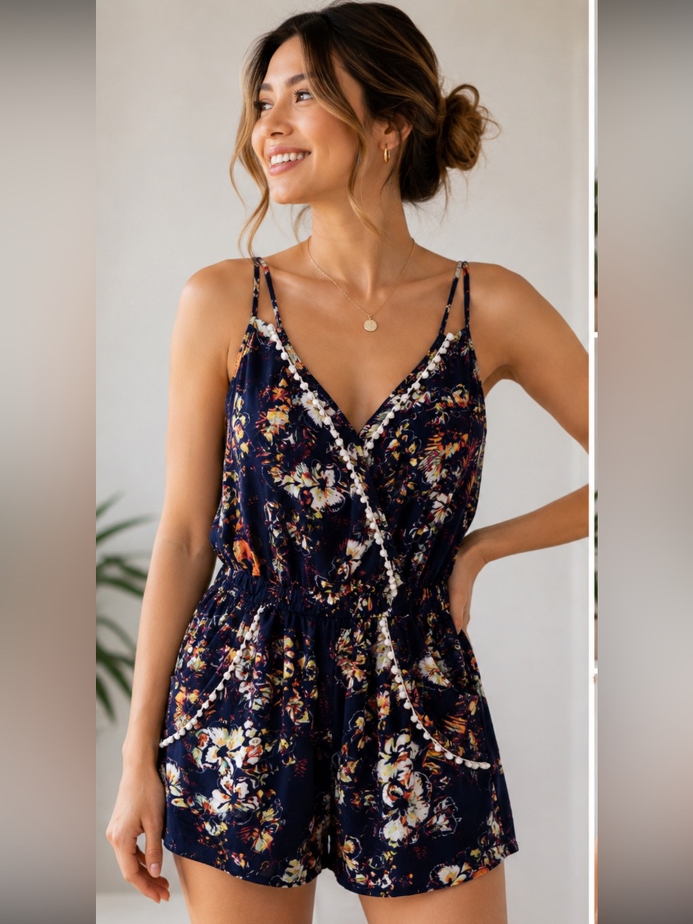 Xhilaration Navy Floral Romper
